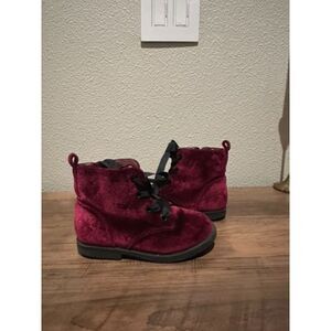 Cat & Jack Burgundy Velvet Girl Boots Size 10